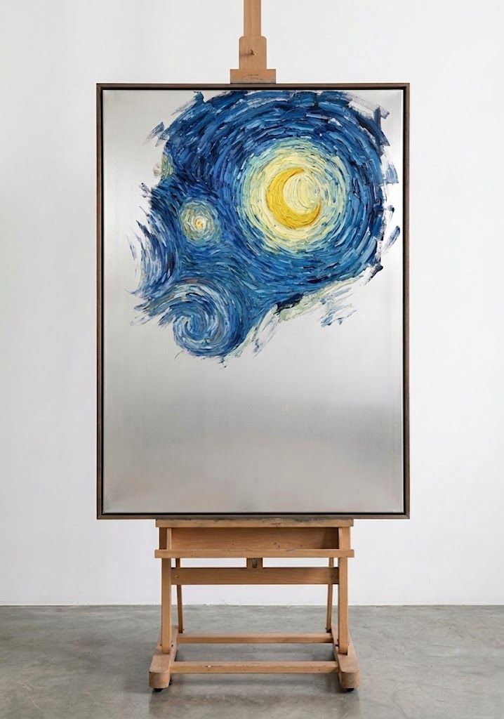Fragment No. 03 — oil on anodised aluminium, after Van Gogh's The Starry Night