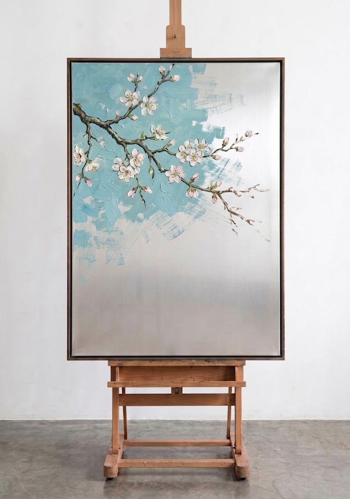 Fragment No. 04 — oil on anodised aluminium, after Van Gogh's Almond Blossom